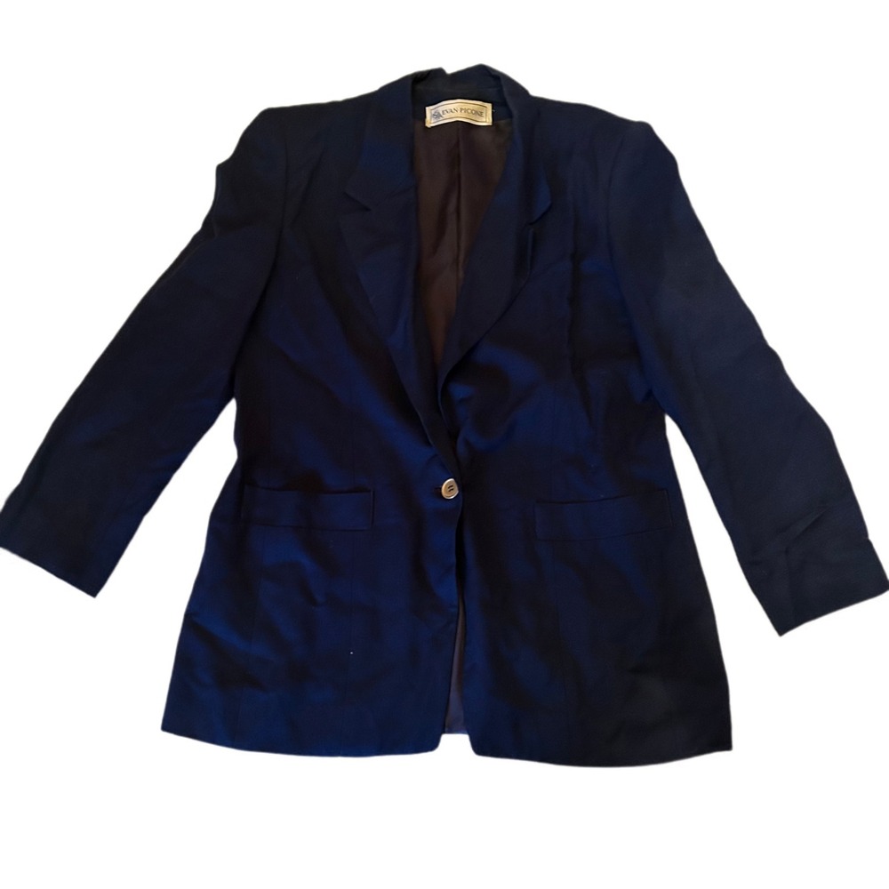 Vintage Evan Picone Men's‎ Navy Blue Blazer Jacket Size 12 Single Button Classic